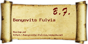 Benyovits Fulvia névjegykártya